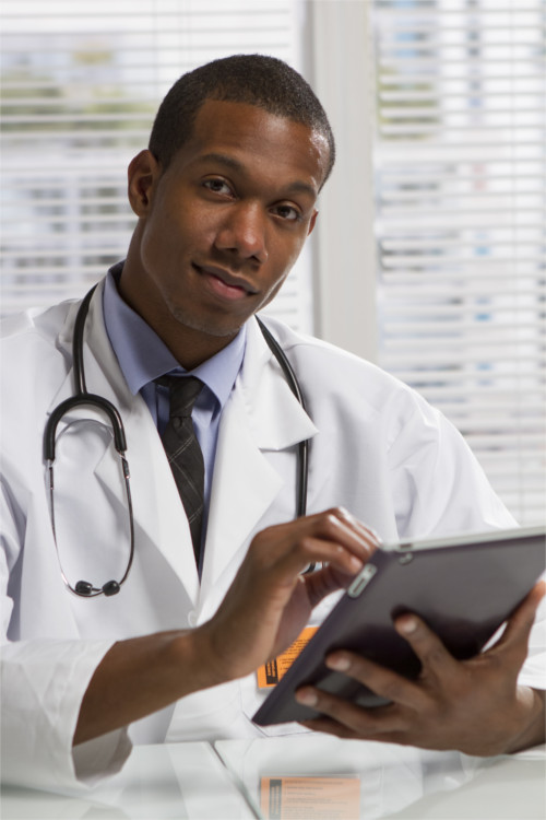 Doctor working from a tablet